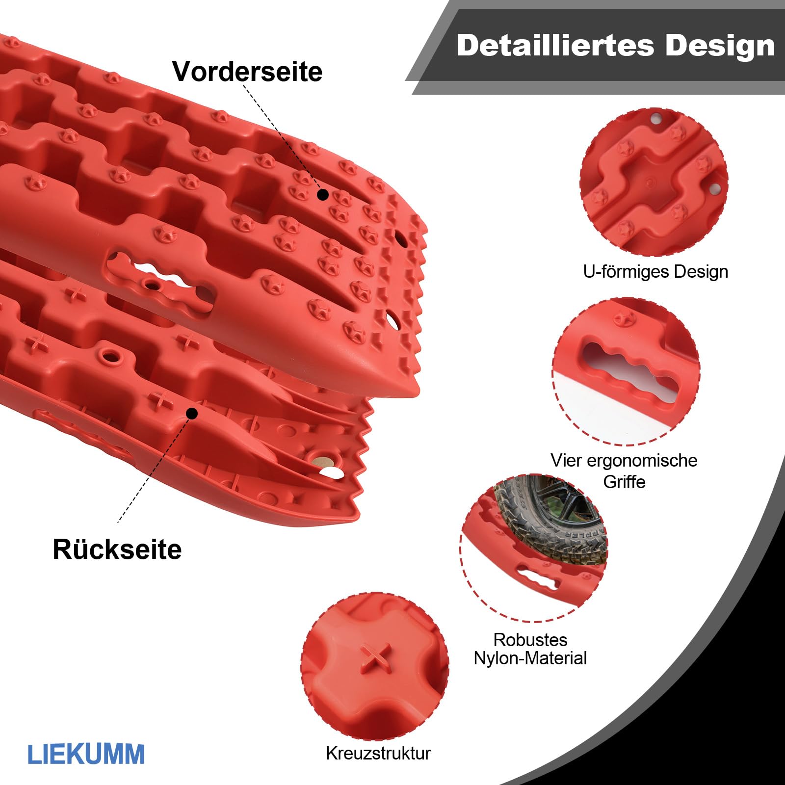 LIEKUMM 2 piezas de placas de arena, 69 cm Tamaño pequeño placas de arena para todo terreno para arena, lodo, nieve, 7 T ayuda al arranque para caravanas para coches, camiones, vehículos todo terreno