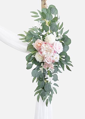 Miniatura 7 de ponatia Flores artificiales para arco de boda con tela drapeada de arco de 26 pies, flores de boda rosas para bodas, letreros de bienvenida,