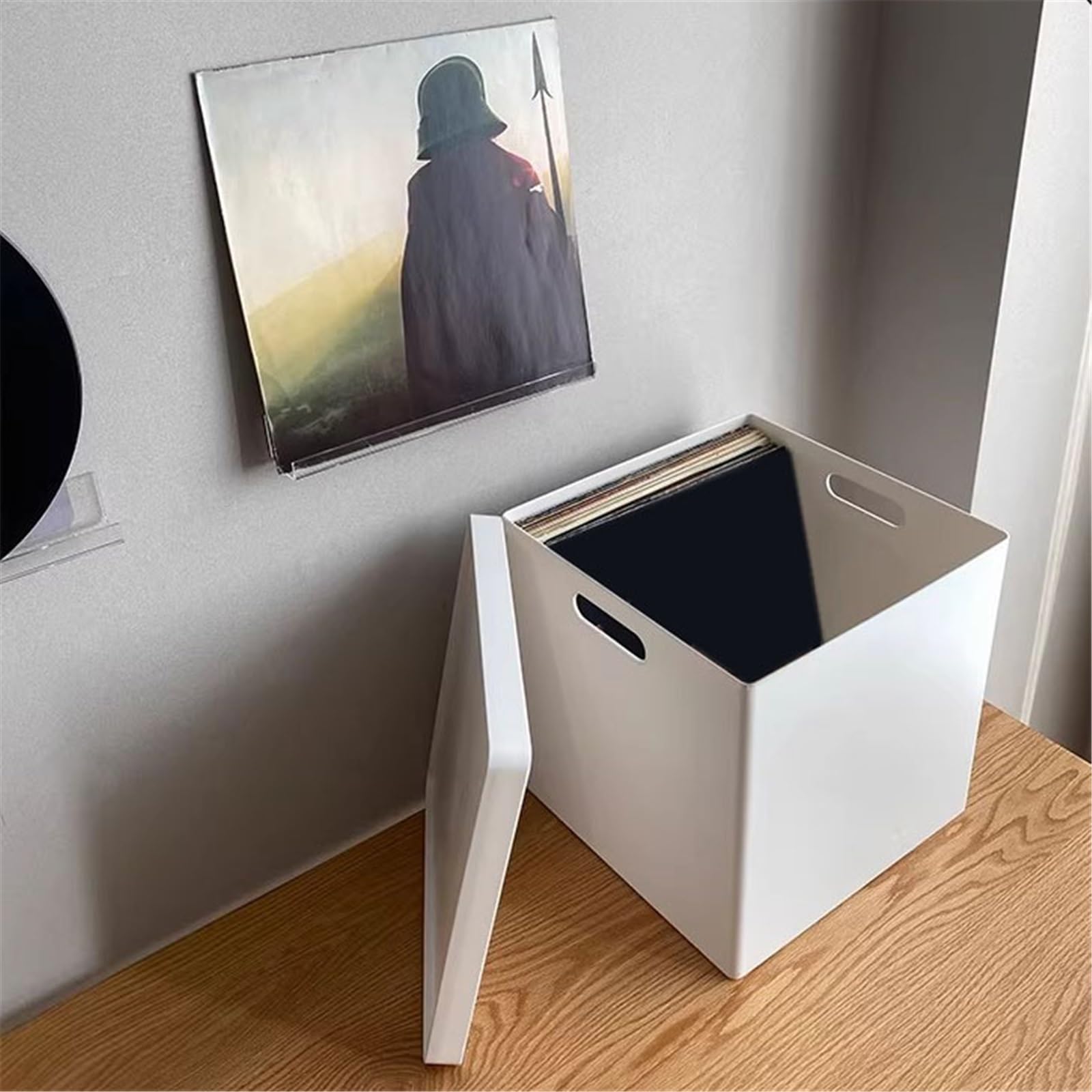 Ufficio Custodia for dischi in vinile Scatola portaoggetti in ABS con coperchio Scaffale porta dischi