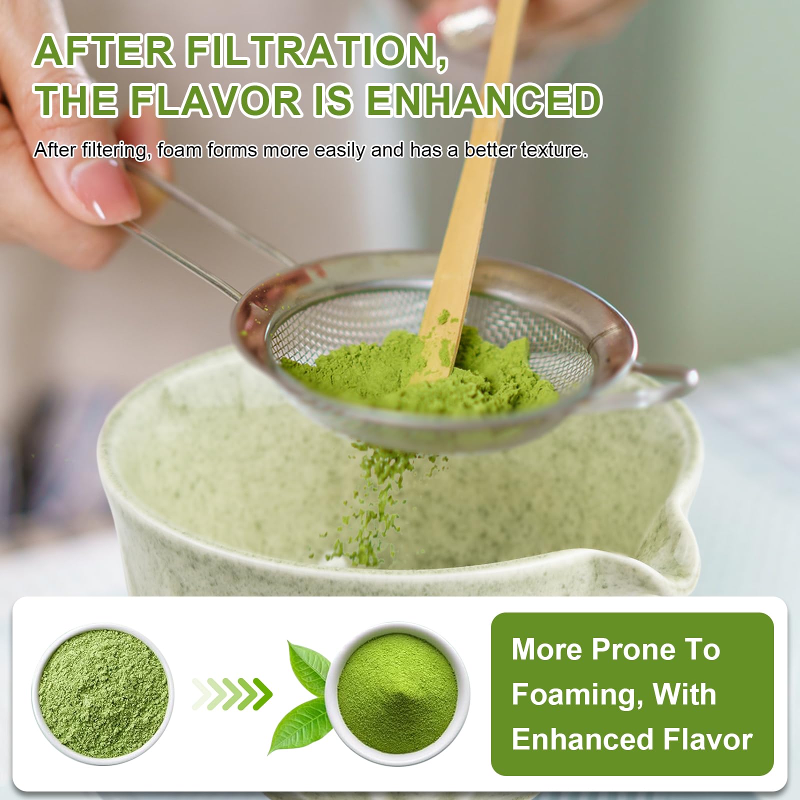 Matcha Kit Giapponese 5 Pezzi, Set da Tè Matcha con Ciotola per Matcha, Frusta per Matcha, Supporto Chasen, Cucchiaio e Setaccio Inox – Matcha Set Idea Regalo Elegante per Cerimonia del Tè