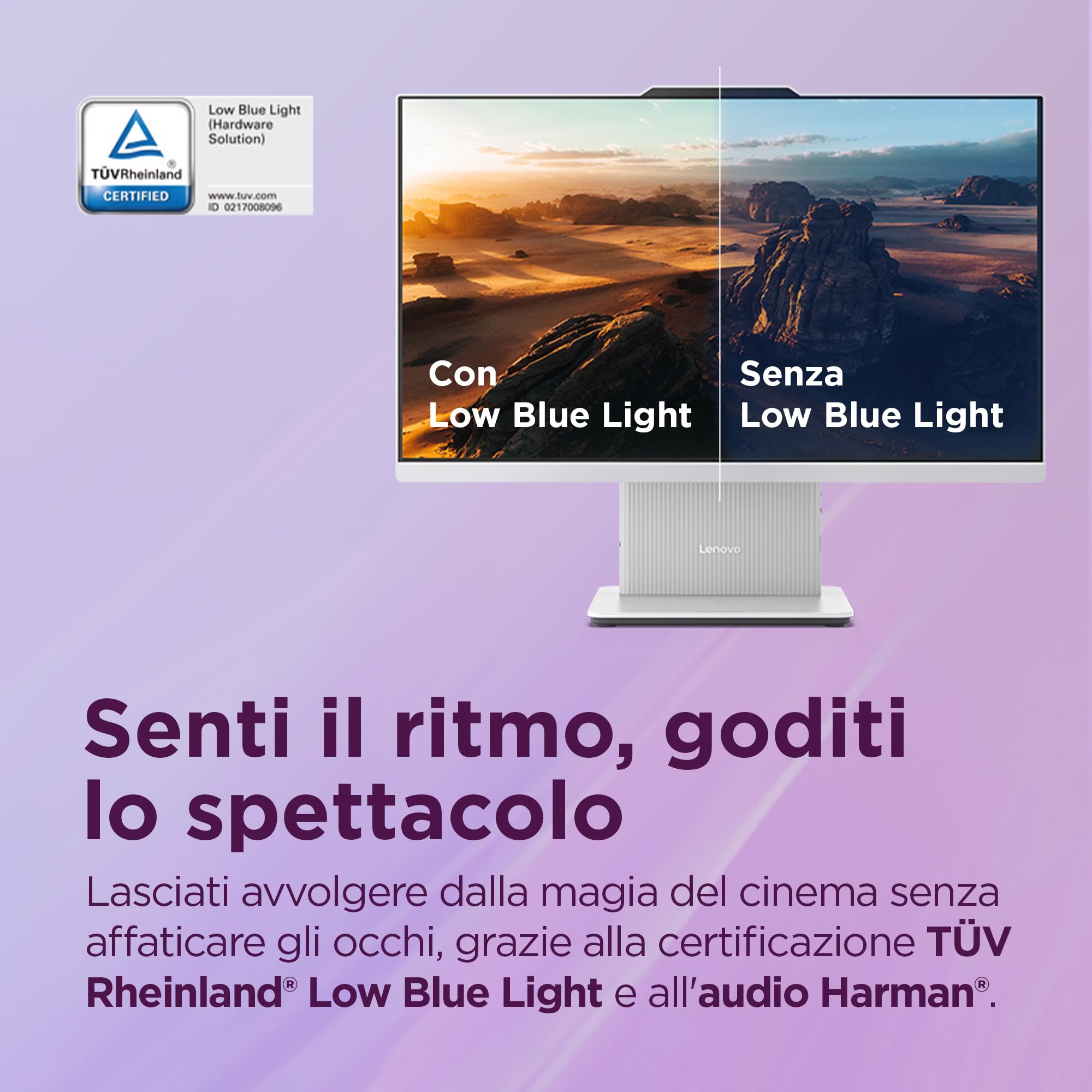 Lenovo IdeaCentre Computer desktop All-In-One, Display 27" FHD, AMD Ryzen 5 7535HS, 512GB SSD, RAM 16GB, Speakers, WiFi 6, Windows 11 H, Tastiera + Mouse Wireless