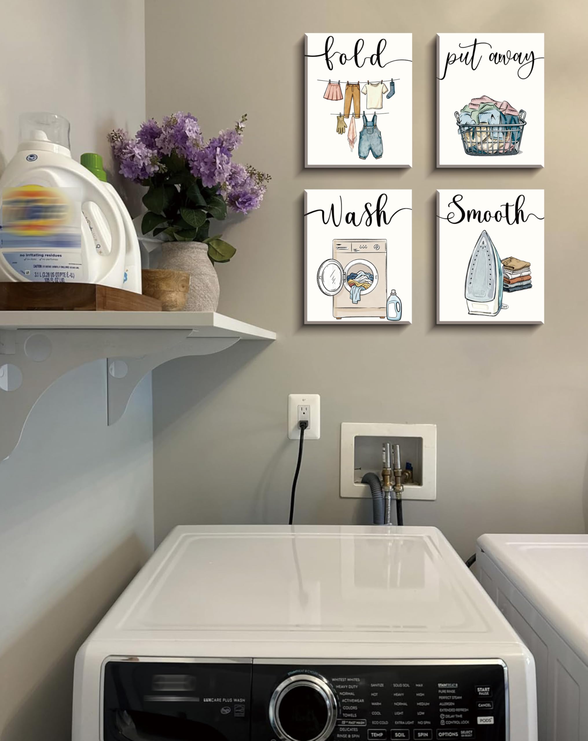 Snapklik.com : Laundry Room Wall Art Set Of 4, Cute Watercolor Laundry ...