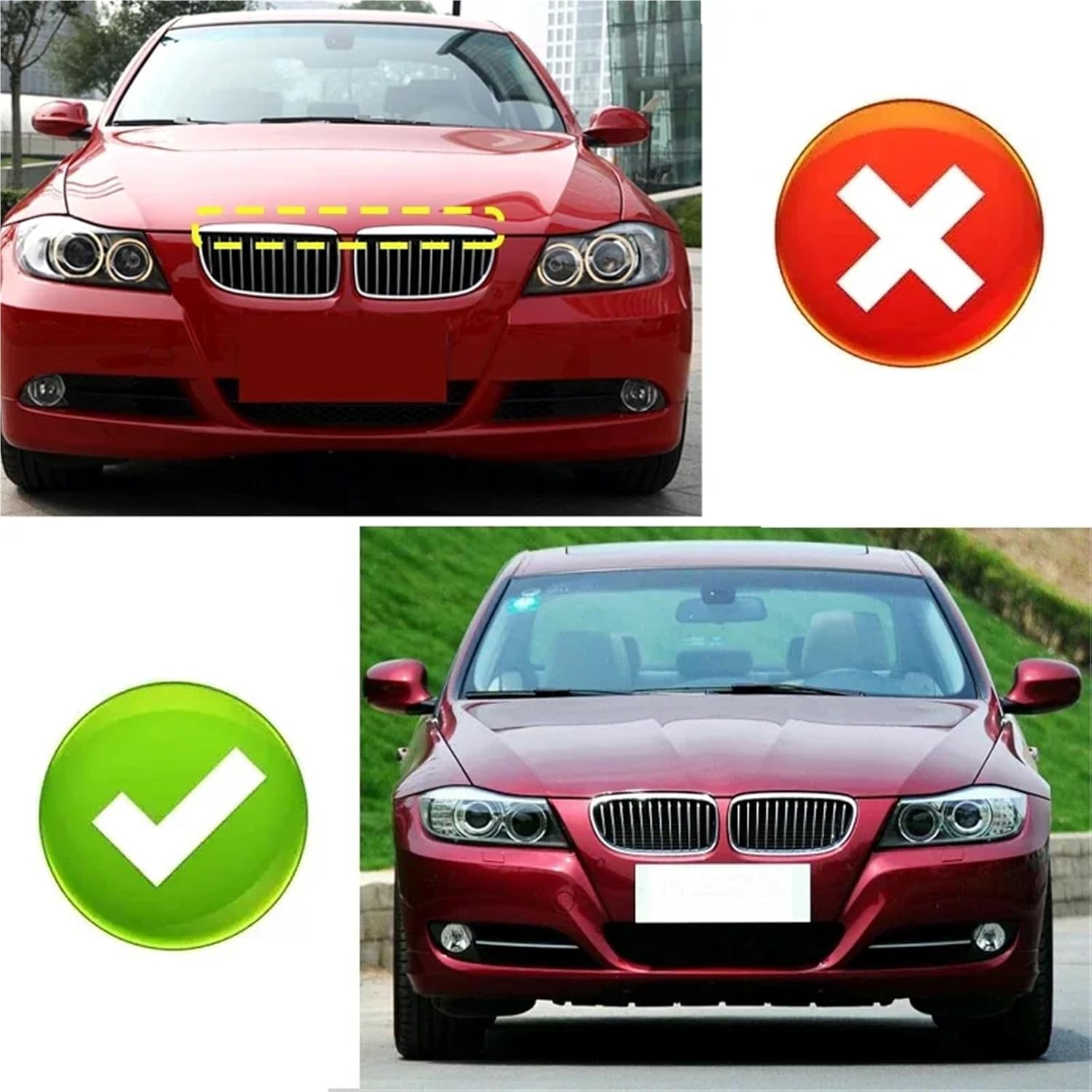 Compatible with BMW 3 Series E90 E91 LCi 320i 318i 325i Car Front Kidney Double Slat Grill Grille Racing Grills 2009-2012 Auto Accessories