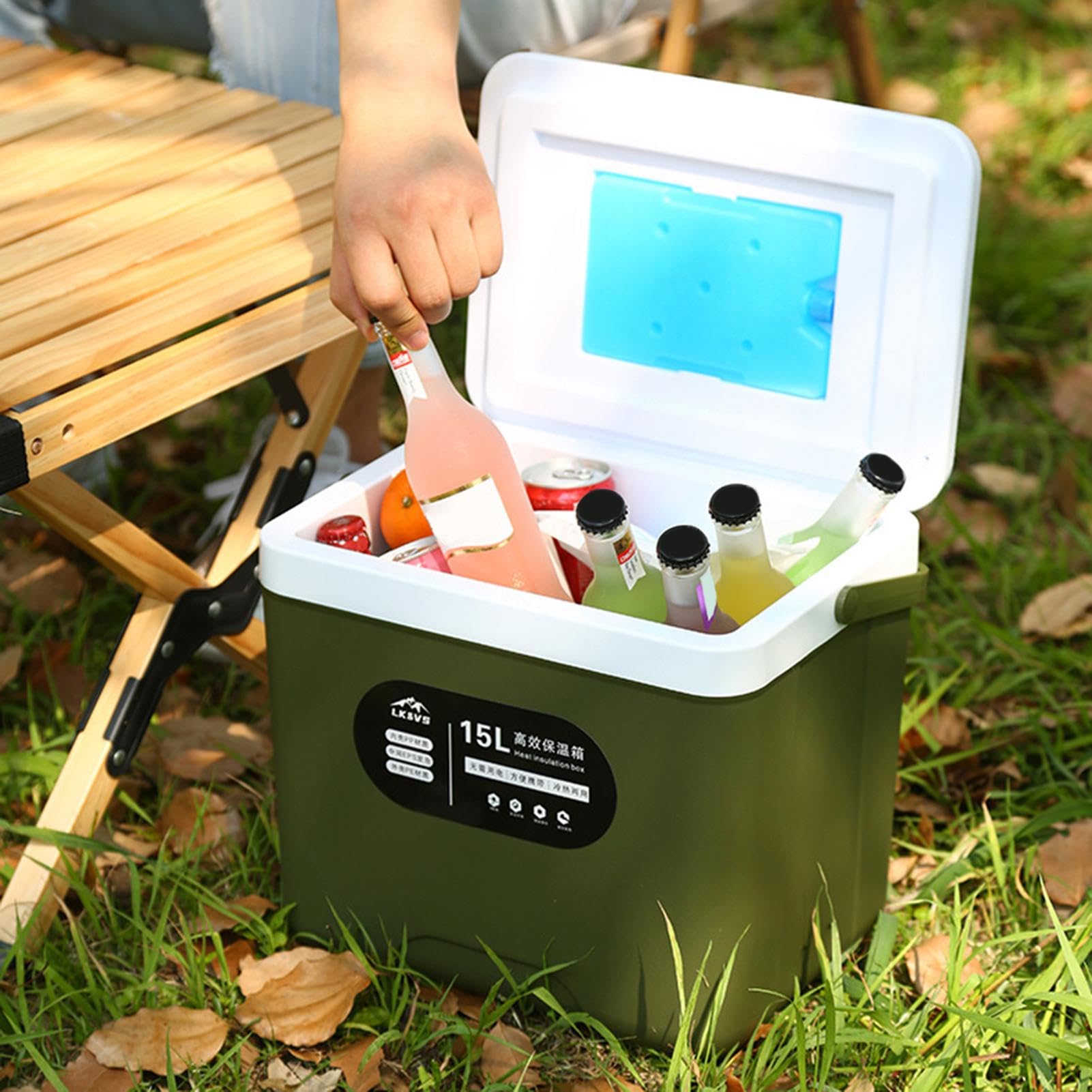 Eiskühler | Kompakte Eisbox | Isolierte Kühlbox | Eiskühler mit Griff | Picknick Kühlschrank | Outdoor Kühler für Camping, Picknick, Reisen, Essen und Getränke
