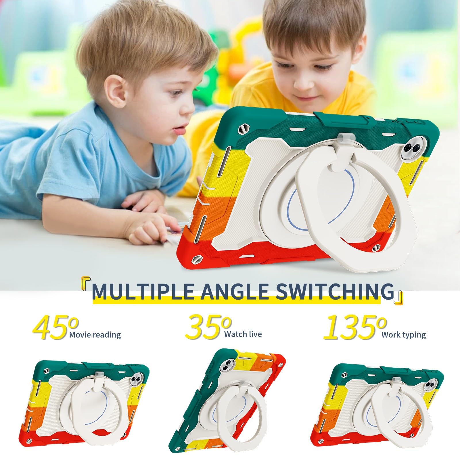 Pokrowiec na tablet Etui dziecięce na tablet Honor Pad 20 (12,1"), wytrzymałe, odporne na wstrząsy etui z TPU z podpórką Wytrzymałe etui ochronne z paskiem na ramię(Rosso)