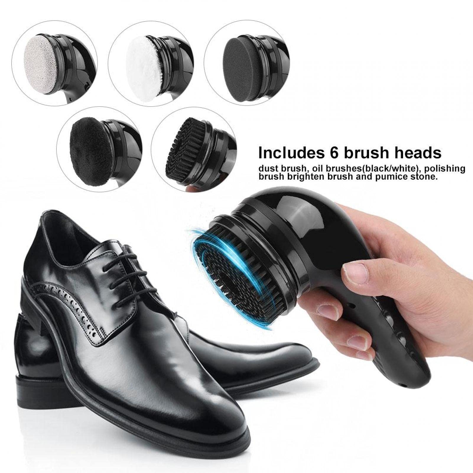 Kit eléctrico para lustrar zapato, Ceradora de zapato eléctrica, Cepillo recargable por USB, Pulidor multifuncional