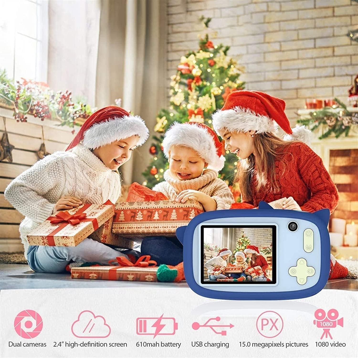 Kids Camera Toys for Boys,Children Digital Video Camcorder Camera with Soft Silicone Cover, Best Christmas Birthday Festival Gift for Kids