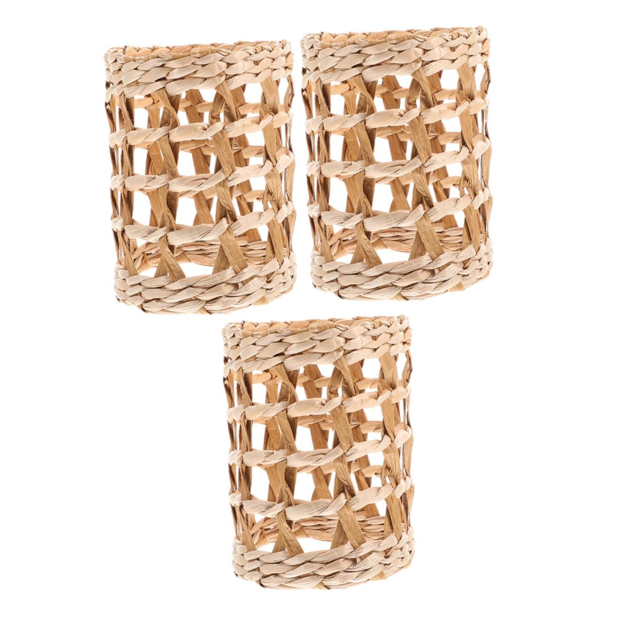 SOLUSTRE 3Pcs Household Cup Covers Heat Resistant Straw Woven Drink Sleeve Holders Non Slip Grip for Glass Protection for and Everyday Use