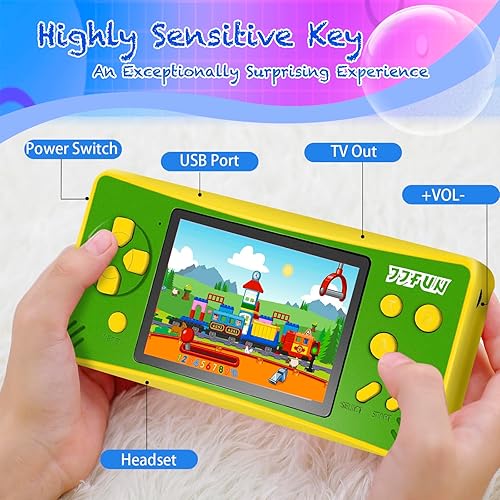 Miniatura 2 de Juegos de mano retro para niños, reproductor portátil de pantalla grande de 3.2 pulgadas, precargado, 168 videojuegos clásicos, recargable, salida