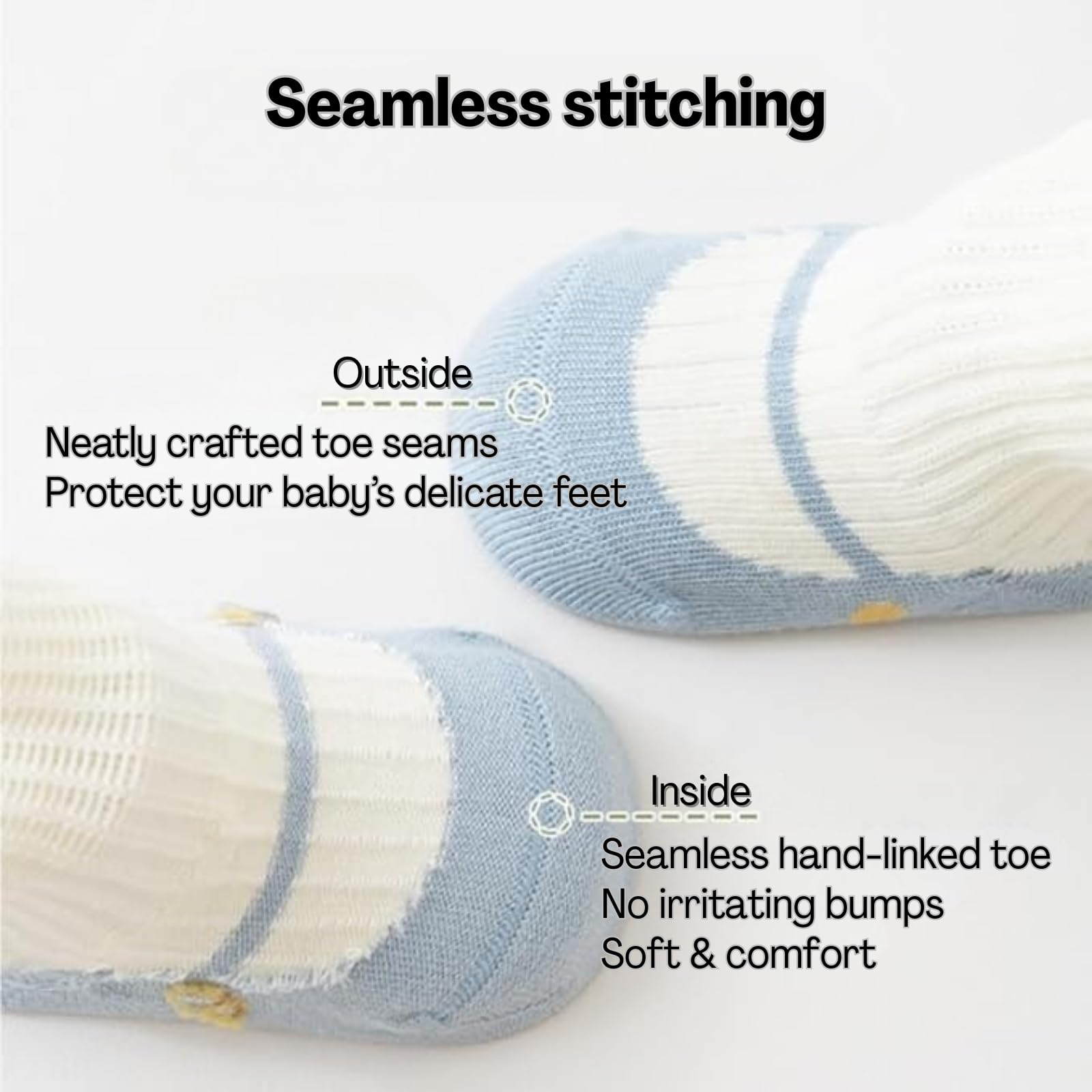 BendJoy® Anti-Slip Baby Socks for Newborns 0-12 Months Soft Cotton | Breathable | Gentle Cuff | Seamless Design 1