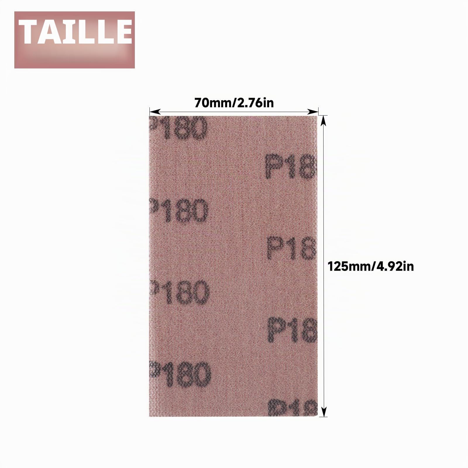 50 pièces Bande abrasive en filet 70x125mm - Feuilles abrasives auto-agrippantes - pour poncer sans poussière le bois, le mastic, la peinture, le plastique- Grain P180
