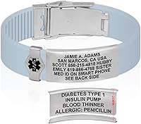 Vista 82 de Divoti Pulsera de identificación de alerta médica grabada personalizada, grabado láser de doble cara, pulsera de silicona, cierre de seguridad