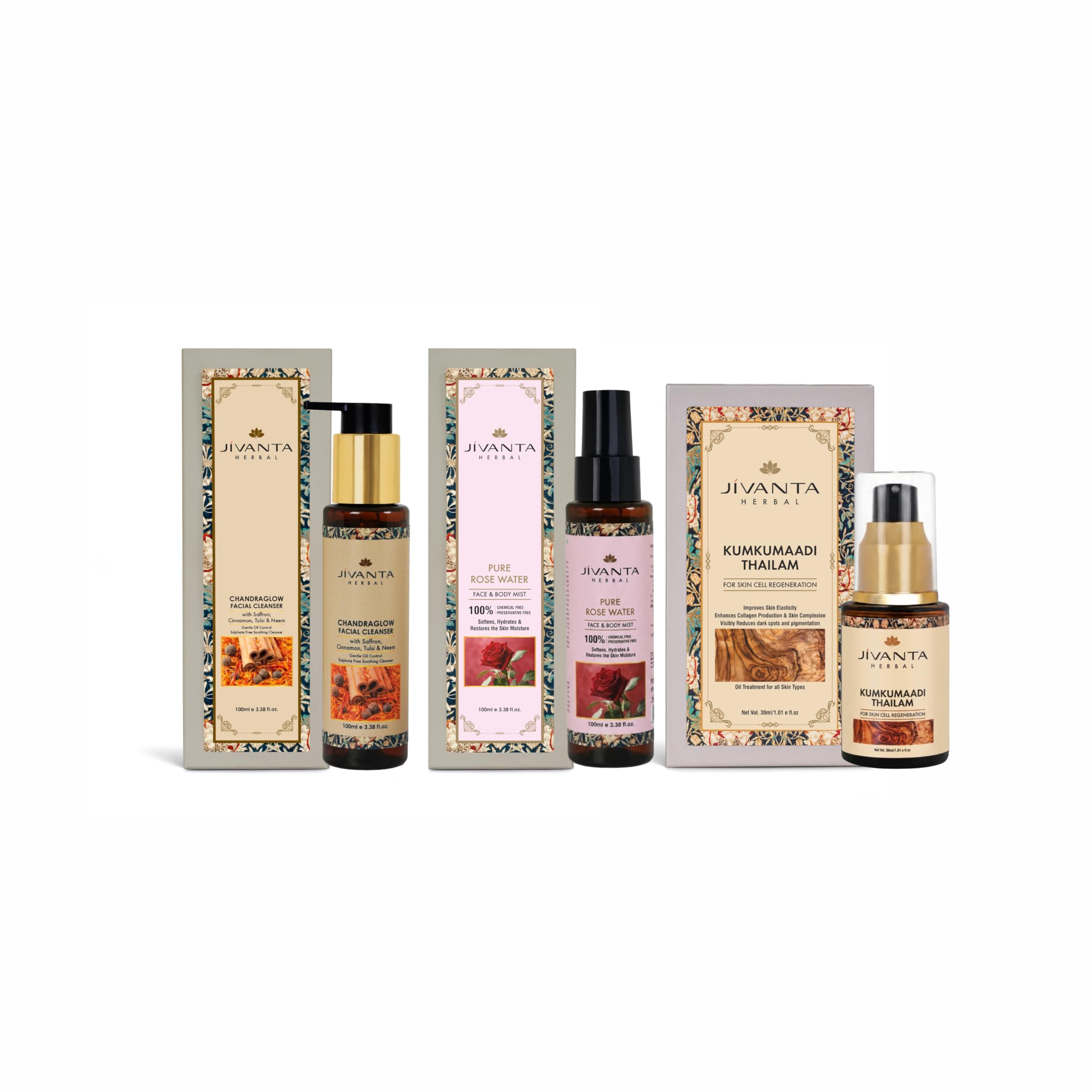 Kumkumadi Skin Brightening Combo – Facial Cleanser 100ml, Pure Rose Water 100ml & Kumkumadi Thailam 30ml | Ayurvedic Glow & Hydration Face Care Set of 3-image-28
