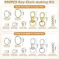 Vista 3 de PAXCOO Kit de 990 piezas para hacer llaveros, suministros para manualidades de llavero que incluyen ganchos para llavero, cierres de langosta