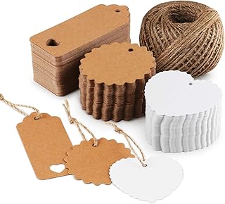 Geschenk Anhänger 301stk. mit Juteschnur 60m Absofine Geschenkanhänger Kraftpapier Etiketten Tags Anhängeschilder Eintritt...