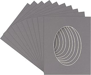 CountryArtHouse Charcoal Acid Free 6x8 Oval Picture Frame Mat with White Core Bevel Cut for 4x5 Pictures - Fits 6x8 Frame - Pack of 10 Matboard Show Kits with Acid Free Backings & Clear Bags