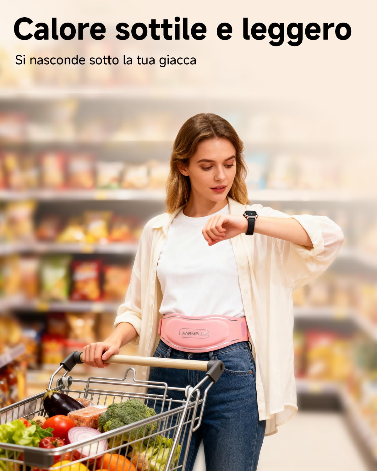 Cintura termica portatile, senza fili, con 6 livelli di temperatura, regolabile, per donne e ragazze
