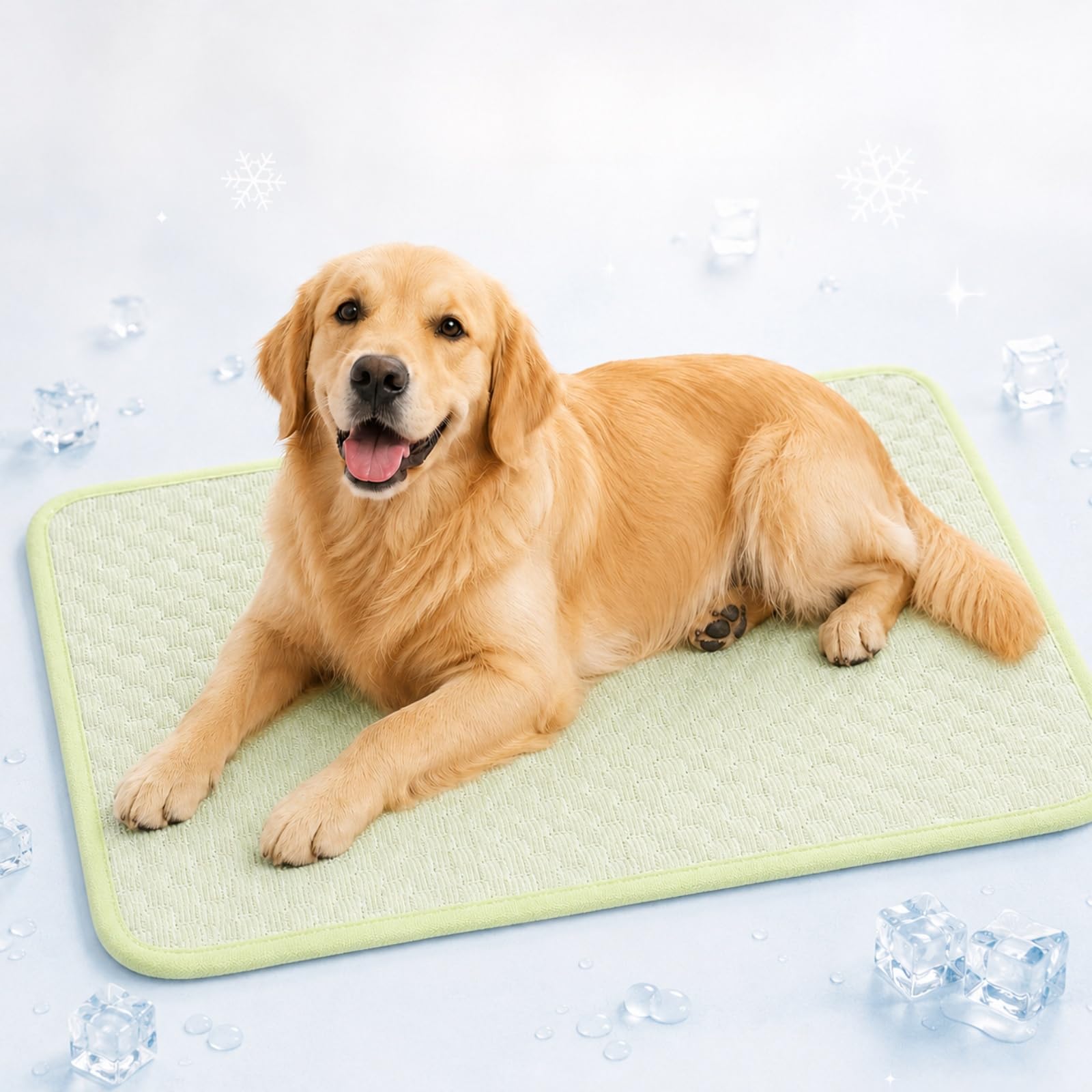 Topzywlc Dog Cooling Mat, Washable Cooling Mat for Dogs & Cats, Soft 3D Massage Bumps Pet Cool Mat with Non-slip Mesh Bottom, Ice-Silk Polyester Material Summer Pet Sleeping Mat (Green, XL)