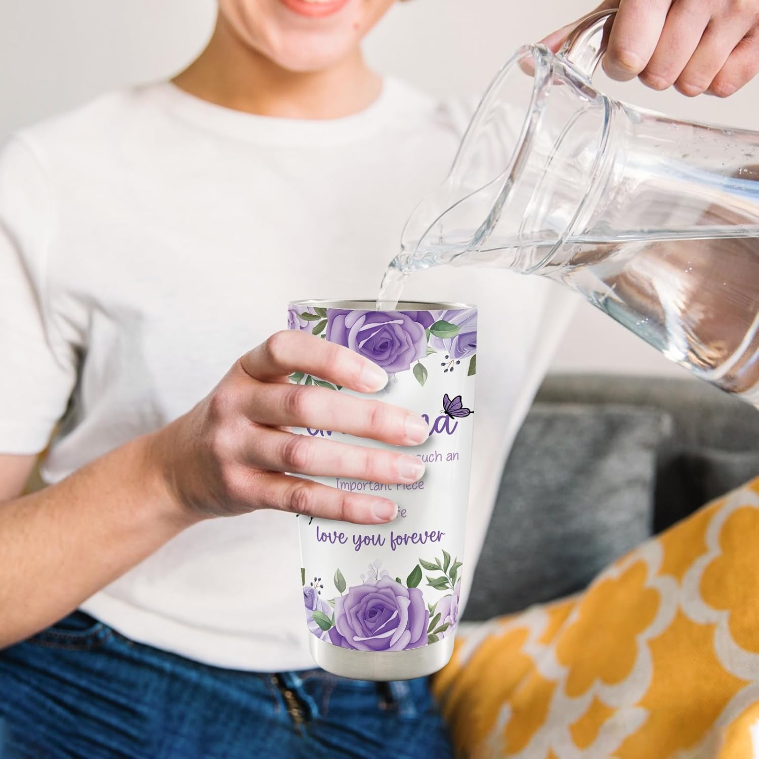 Grandma 20oz Travel Coffee Mug Tumbler, Best Grandma Birthday Mothers Day Christmas Gifts from Grandson Grandkids Granddaughter, Best Grandmas Stainless Steel Tumbler with Lid and Straw - Image 4