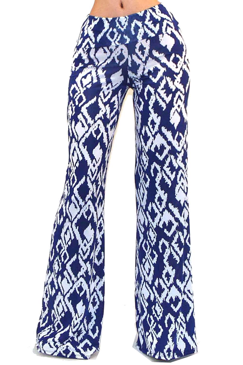 Women's USA 2nd Fold Over High Waist Wide Leg Long Palazzo Pants