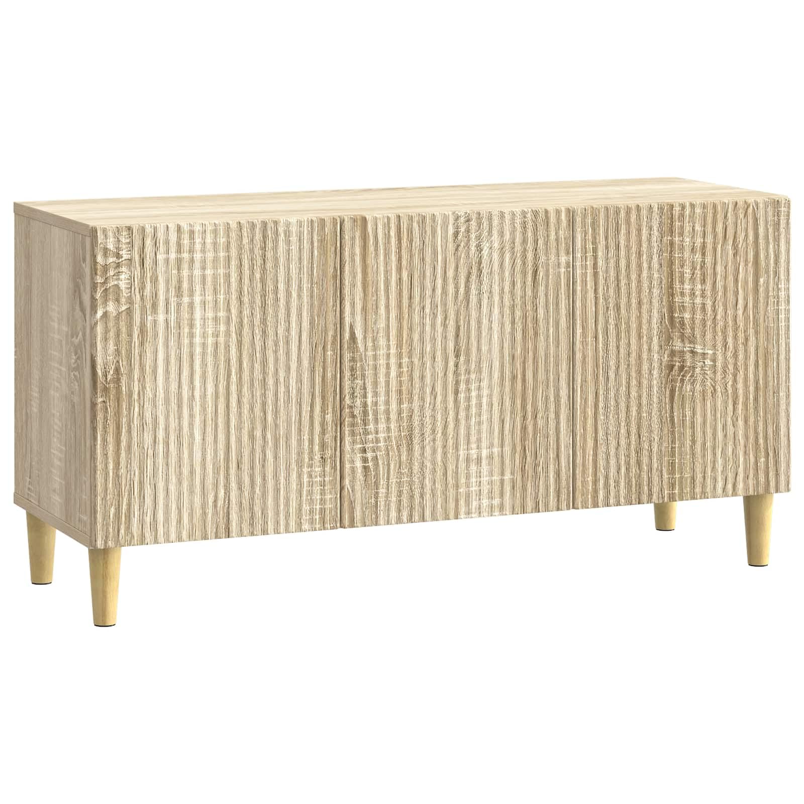 Mobile TV in rovere Sonoma, 99 x 34,5 x 50 cm, con vano portaoggetti e gambe coniche, versatile tavolino basso per soggiorno, console multimediale, rack HiFi, credenza
