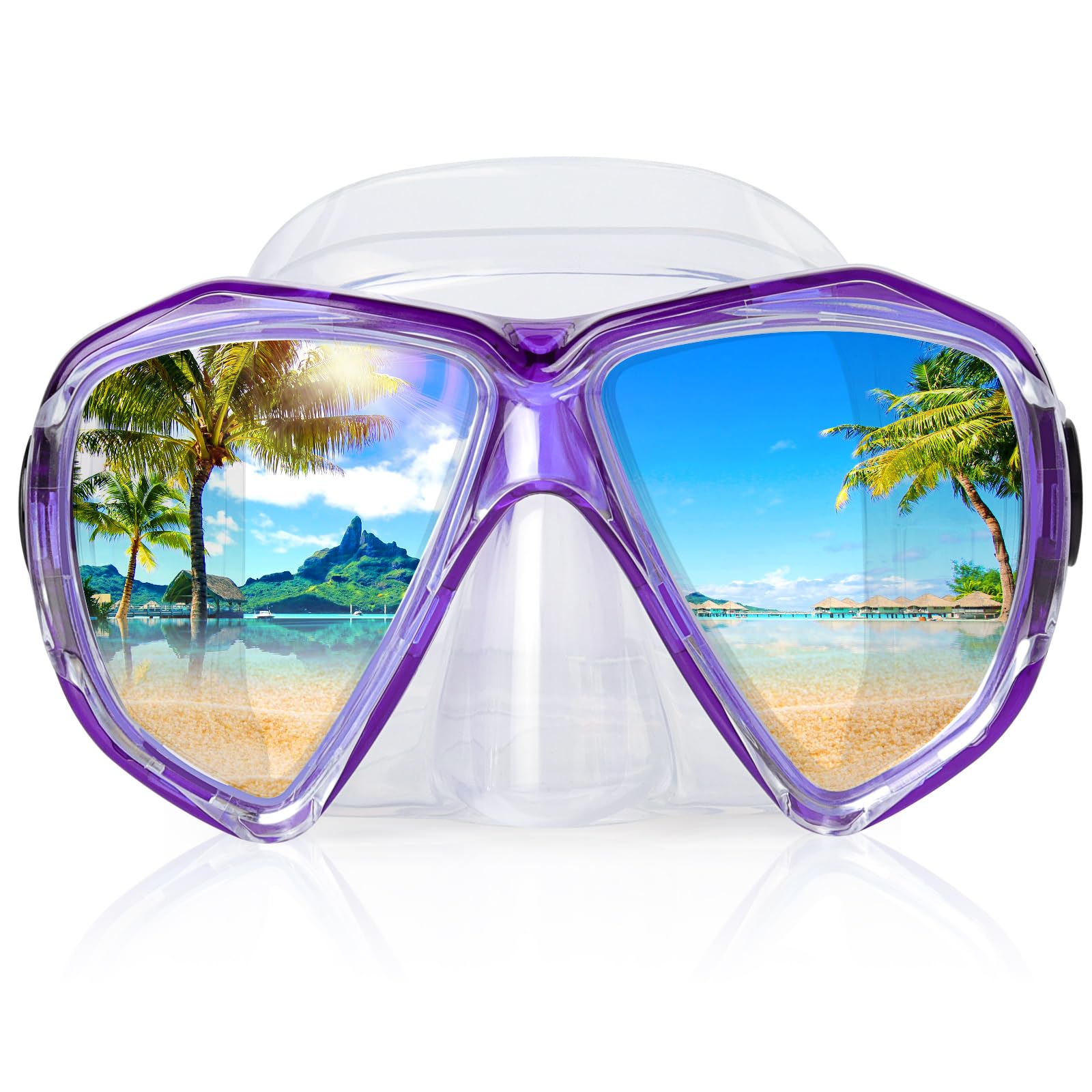Snorkel Diving Mask Panoramic HD Swim Mask, Anti-Fog Scuba Diving Goggles,Tempered Glass Dive Mask Adult Youth Swim Goggles with Nose Cover for Diving, Snorkeling, Swimming