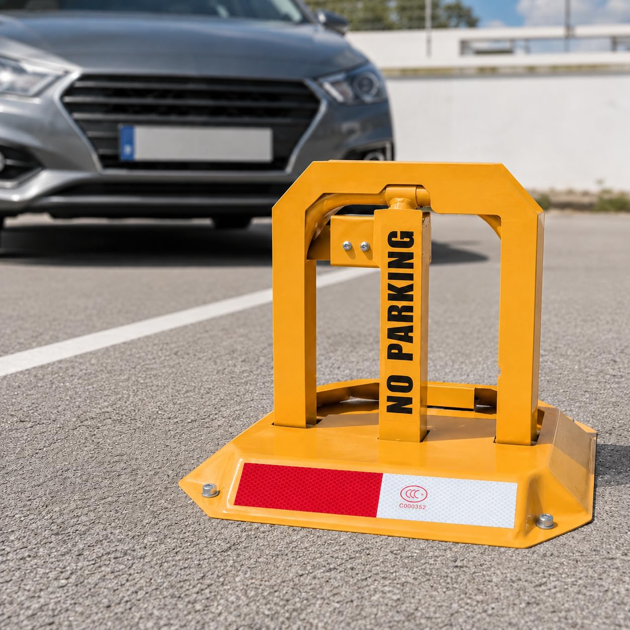 Bloqueador Plegable para Parking con Llave - Cepos Parking - Barrera Parking Seguridad - Cepo para Plaza de Garaje - Protección Antirrobo - Bolardos para Parking