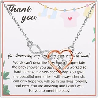 Babyshower Hostess Necklace Baby Shower Thank You Gift for Host Hostess Jewelry With Message Card Infinite Love Heart Necklace