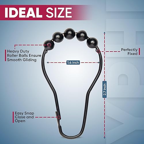 Miniatura 3 de Ganchos para cortina de ducha a prueba de óxido (juego de 12)  Anillos de cortina de ducha de acero inoxidable  Bolas antideslizantes para un fácil