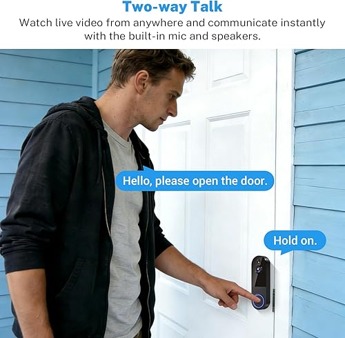 Miniatura 3 de Cámara de timbre de video inalámbrico de 1080p, detección humana AI, conversación de 2 vías, visión nocturna, almacenamiento en la nube, alertas