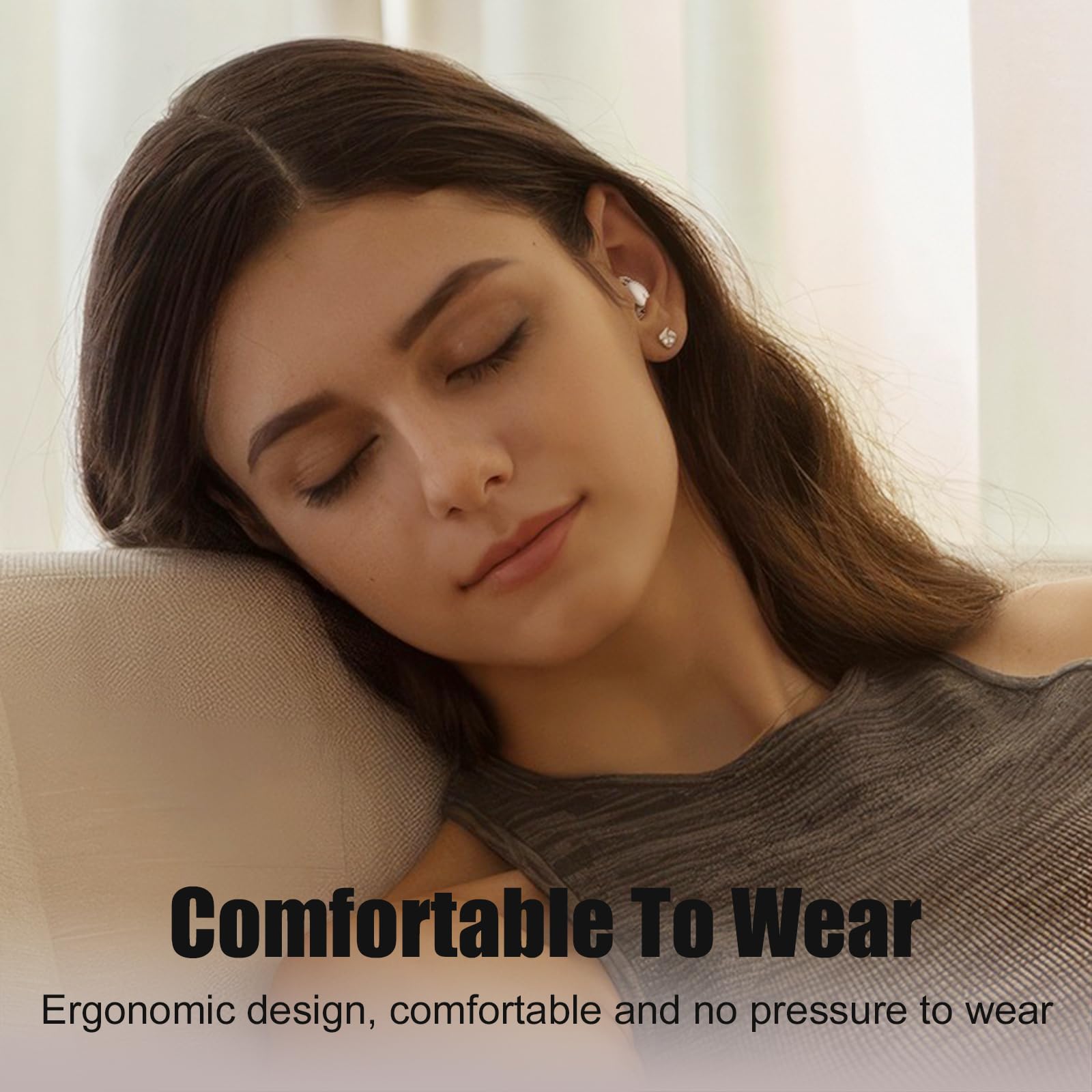Auriculares para dormir inalámbricos Bluetooth 5.3, auriculares para dormir de lado, cancelación de ruido, auriculares invisibles, cómodos auriculares inalámbricos abiertos, color marrón