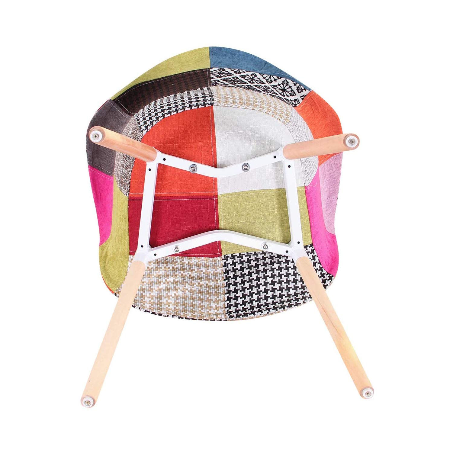 Set di 2 Sedie da Pranzo Moderne, Sedie da Cucina con Gambe in Legno di Faggio, Sedie Patchwork in Tessuto per la Sala da Pranzo, il Soggiorno, la Camera da Letto, ecc. (Rosso)