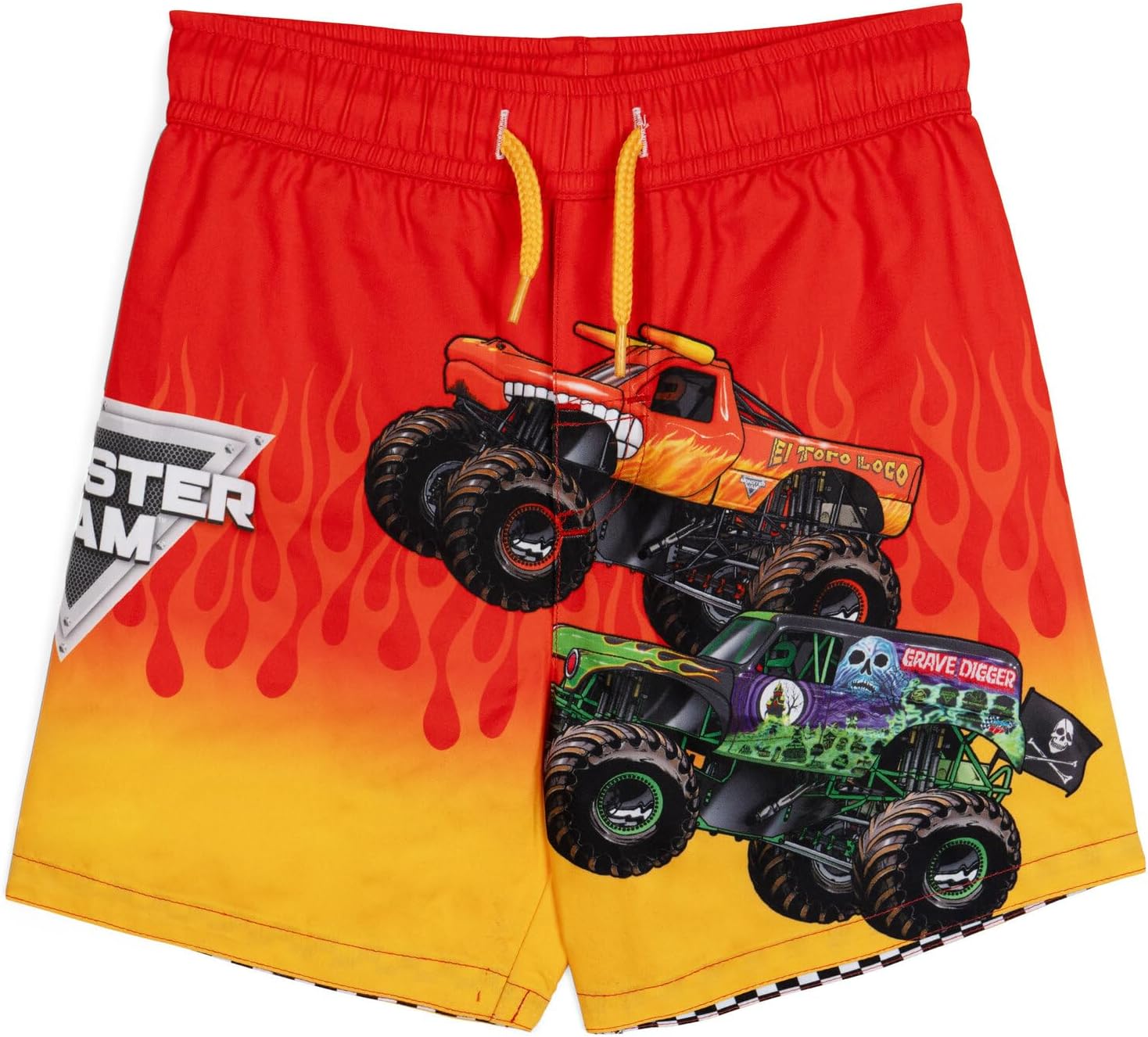 Monster Jam Swim Trunks UPF 50+ Toddler to Little Kid Grave Digger El Toro Loco Megalodon