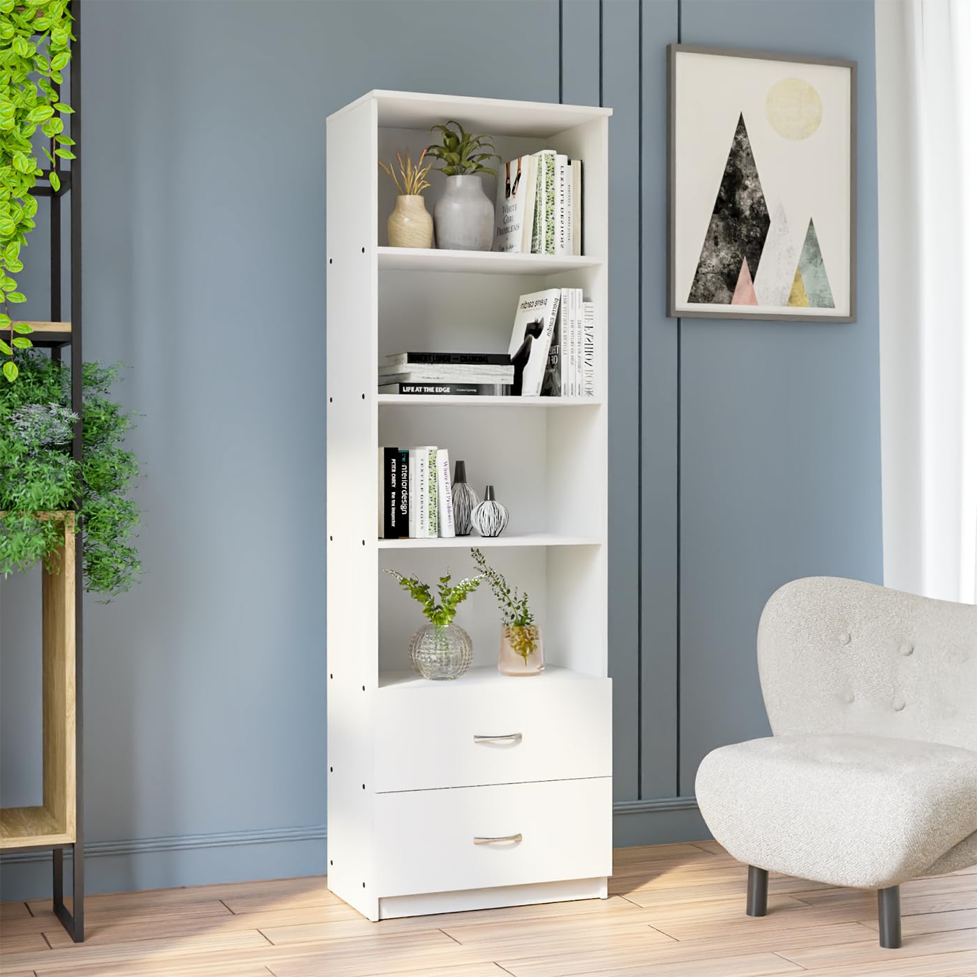 Neudot Tolstoy Display Unit | Engineered Wood | Bookshelf | Organiser | Kitchen | Office | Living Room | 12 Month Warranty | White Finish-image-49