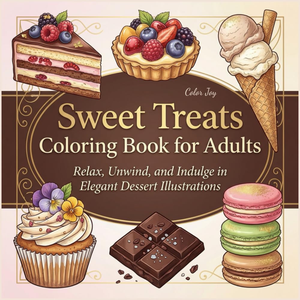 Sweet Treats Coloring Book for Adults: Relax, Unwind, and Indulge in Elegant Dessert Illustrations