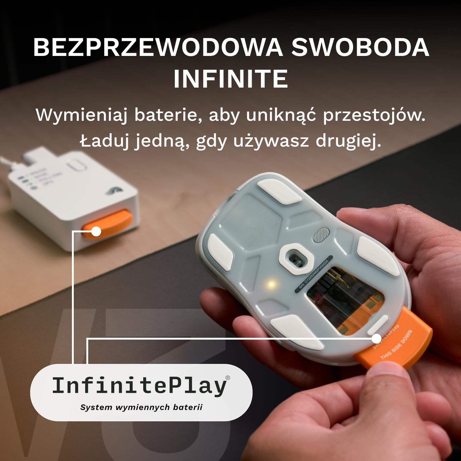 GLORIOUS Gaming – bezprzewodowa mysz gamingowa Model D3 – Wymienne baterie InfinitePlay, raportowanie 8k, przełączniki optyczne na 130M kliknięć, ultralekkie 69 g, Sensor optyczny 30k DPI, RGB – biel