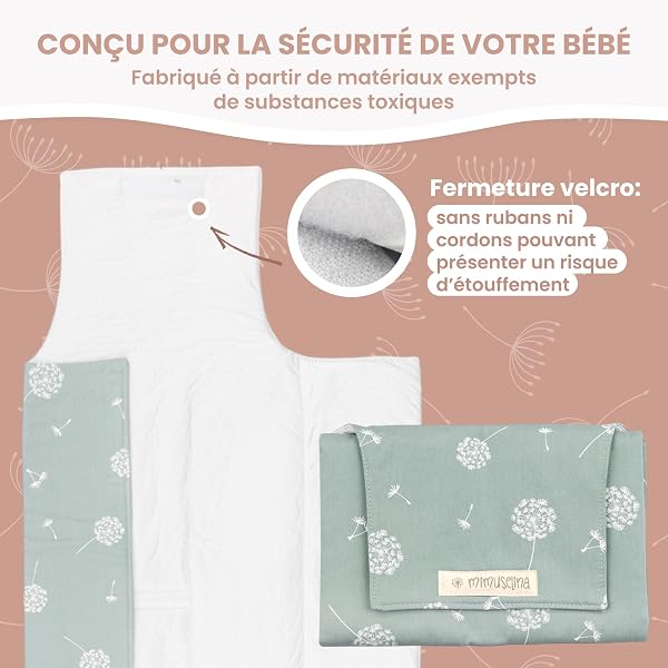 MIMUSELINA Tapis a Langer Bebe | Matelas a Langer Bebe Voyage Imperméable et Léger | Extérieur 100% Coton, Intérieur Lavable et Sans BPA | Pliable avec Fermeture Pratique | Espagne - 4