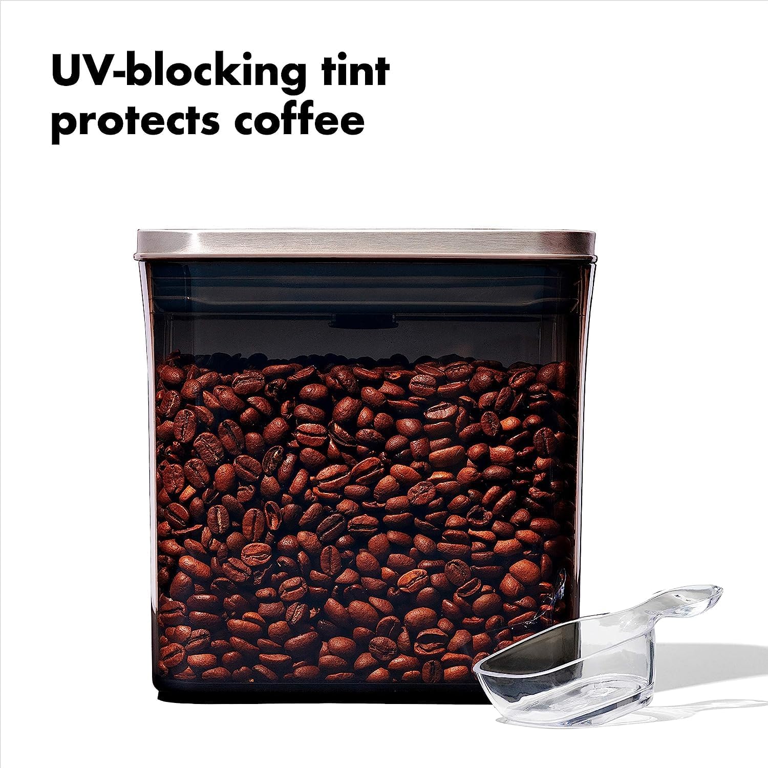 OXO Steel POP Coffee Container with Scoop - 1.7 Qt for Coffee, Tea and More, Grey - Pack of 2