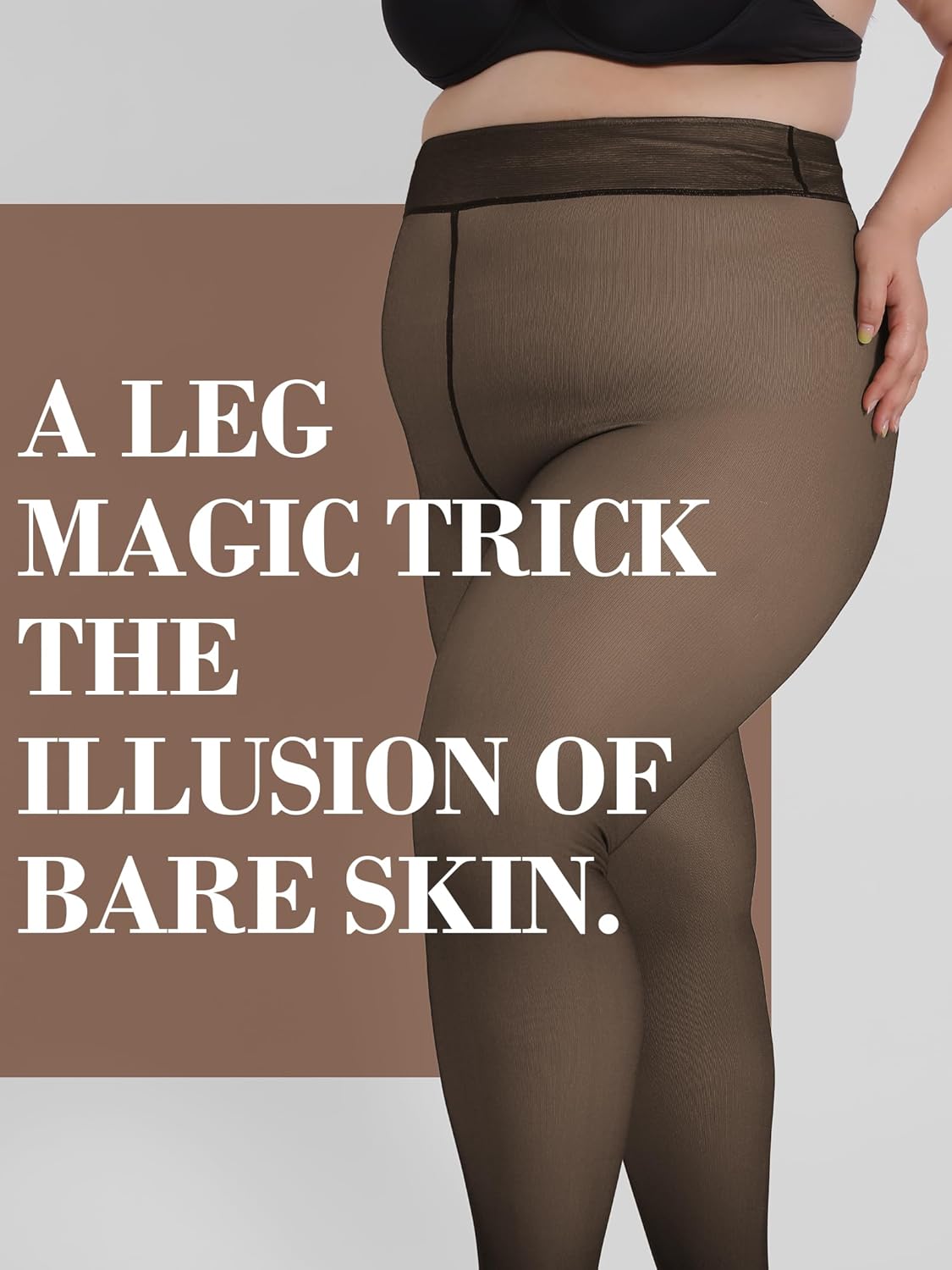 HONENNA Plus Size Fleece Lined Tights, Fake Transparent Curvy Winter Thermal Tights for Women under Dress, medias térmicas - Image 6