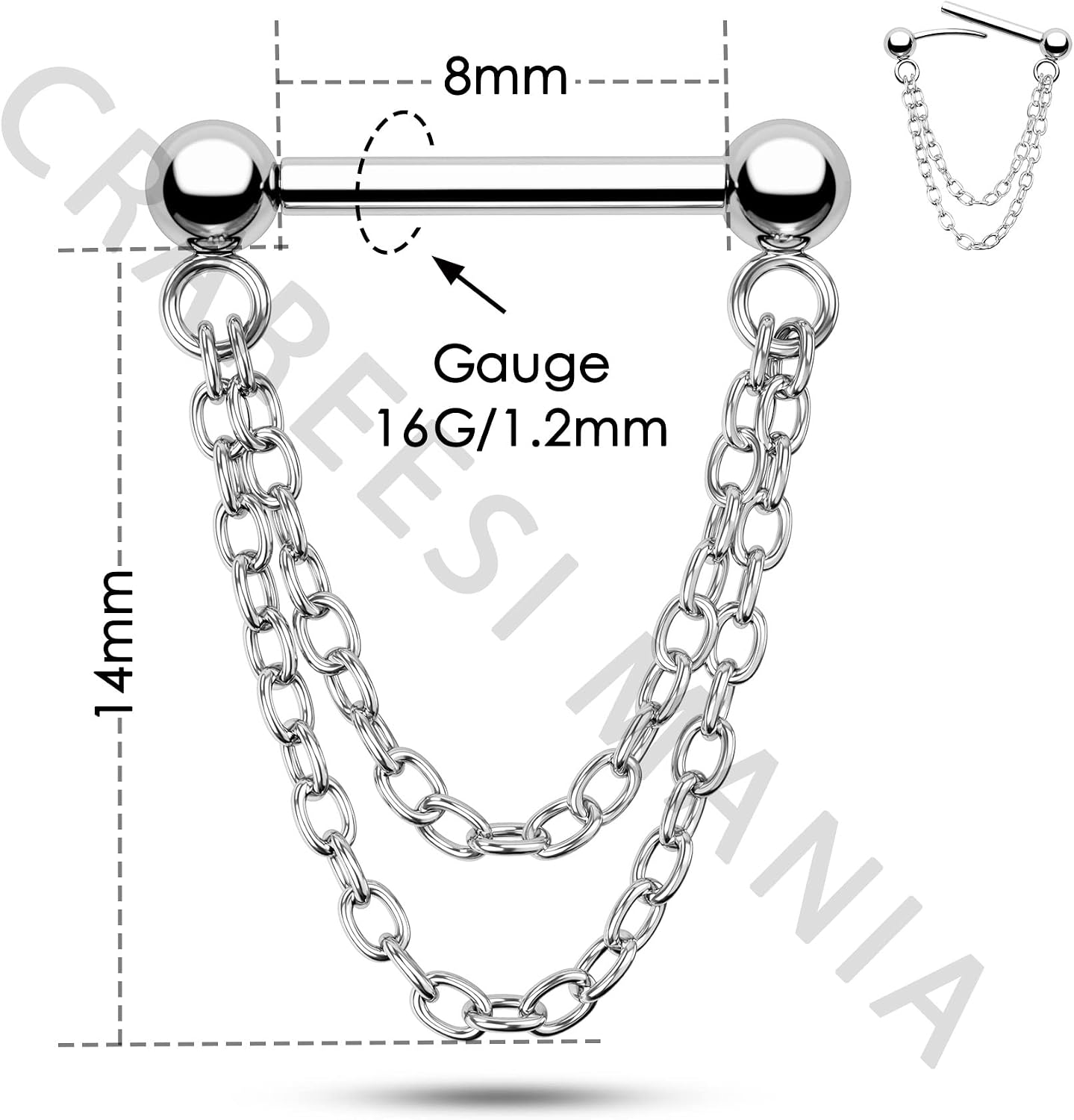 CM Crareesi Mania 16G Septum Rings 316L Surgical Steel Threadless Push in Septum Piercing Jewelry Pushin 16Gauge Helix Earrings Chain Septum Ring Helix Piercing Jewelry