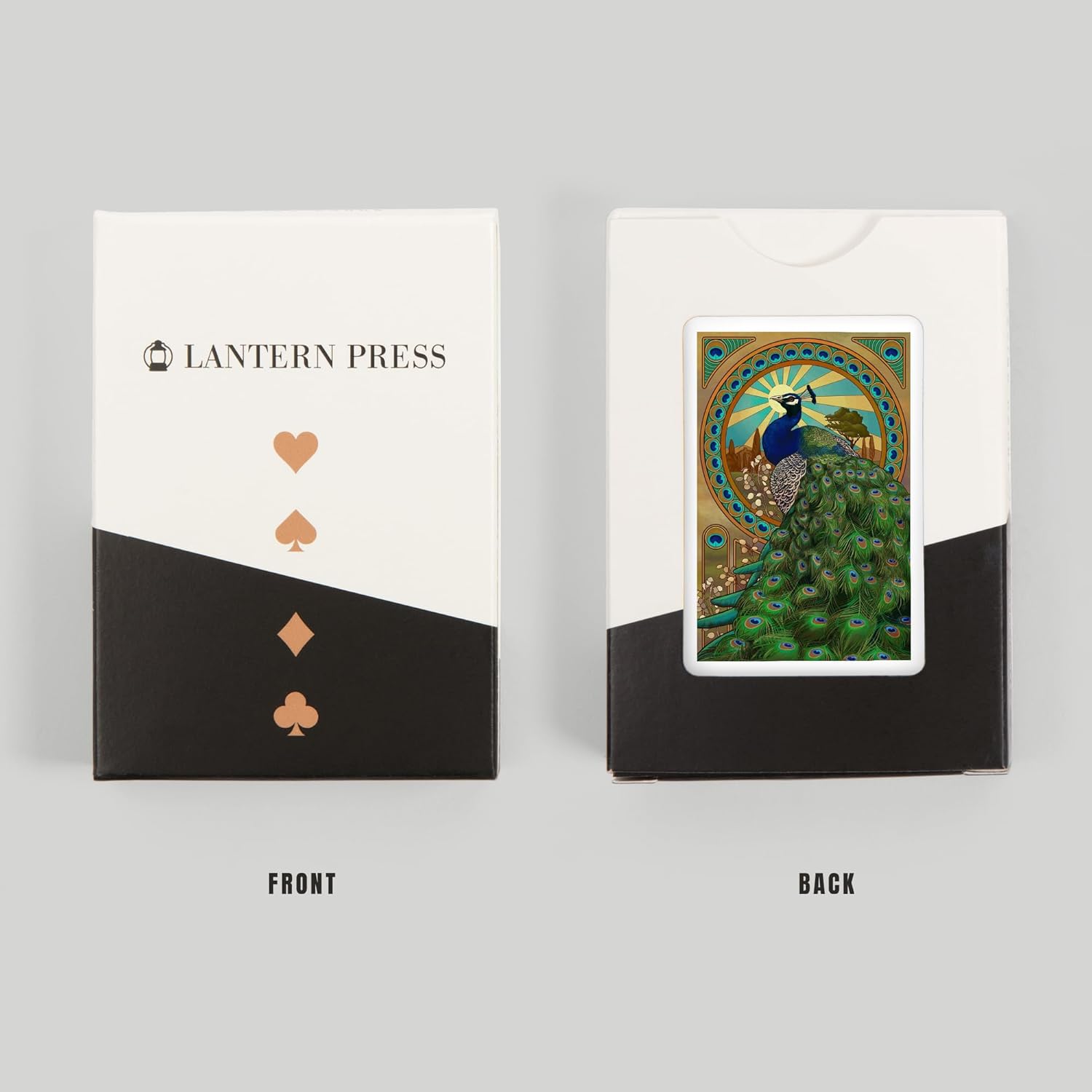 Lantern Press Peacock, Art Nouveau, 52 Playing Cards for Adults, Poker Size Card Deck