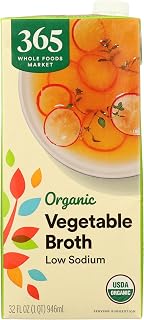 365 by Whole Foods Market Organic Low Sodium Vegetable Broth, 32 Fl Oz - Slow-Simmered for Soups, Stews & Grains