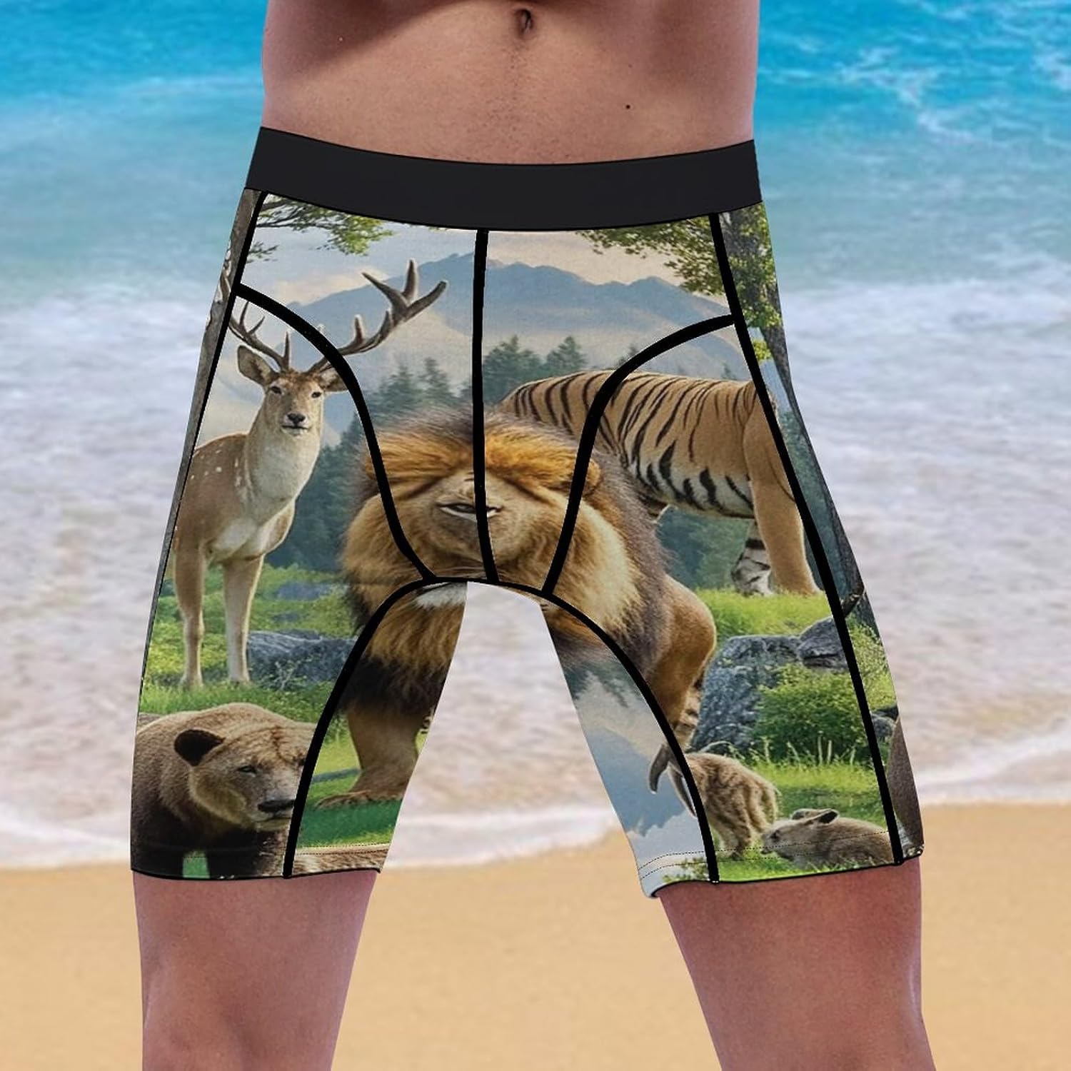 Wild Animals Compression Shorts Men Spandex Sport Shorts Workout Performance Baselayer Underwear