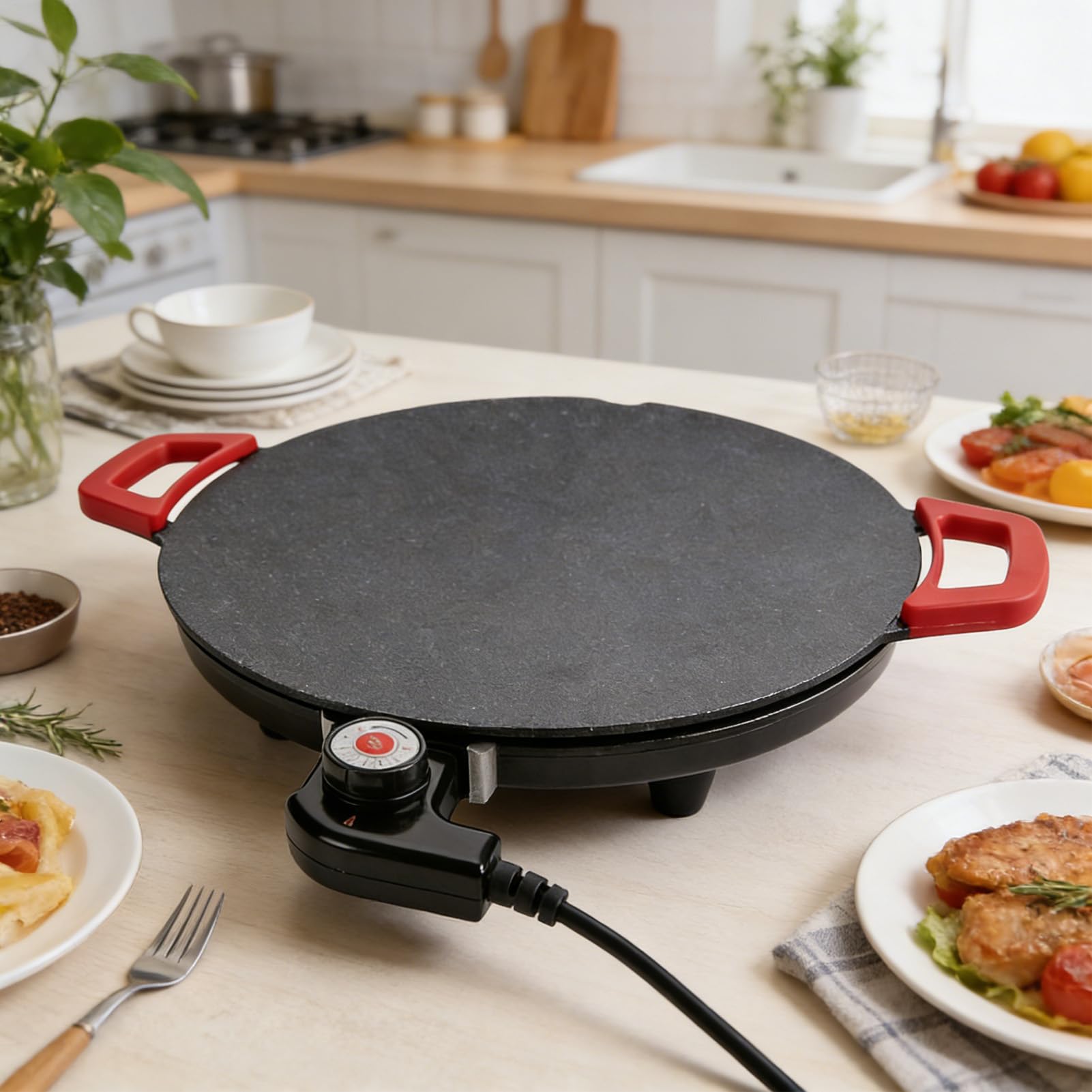 Plancha Eléctrica de Interior Plancha Eléctrica de Cocina con 5 Niveles