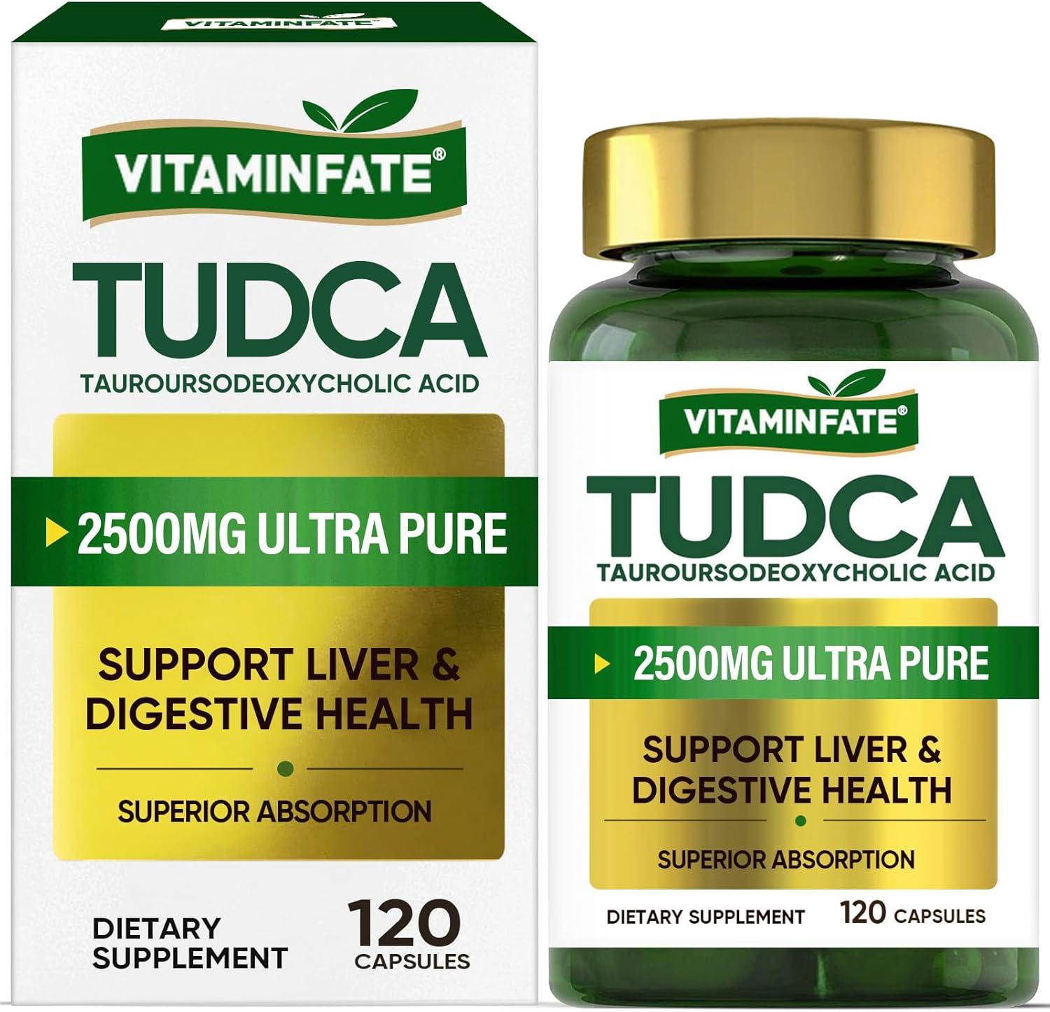 TUDCA Liver Support Supplement 2500mg - 120 Capsules High Potency Tauroursodeoxycholic Acid Bile Salts for Detox & Cleanse - Promotes Healthy Bile Flow & Digestion