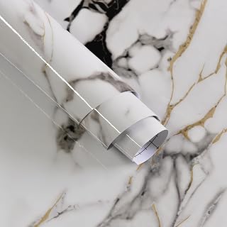 Boobest White Marble Countertop Peel Stick Marble Contact Paper 15.7"x196"