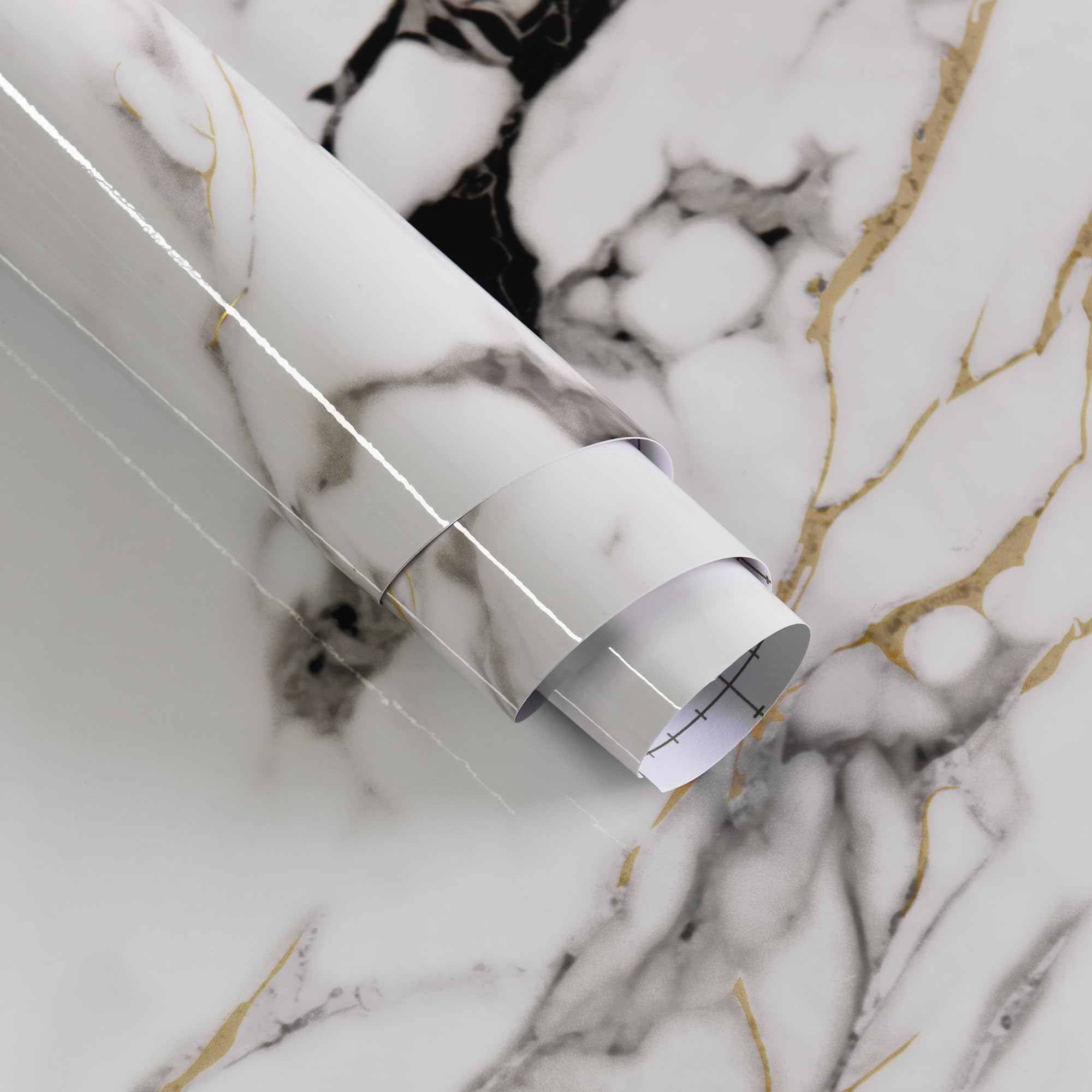 View 1 of 157.4"x31.5" Wide Contact Paper White Marble Vinyl Wrap for Countertops