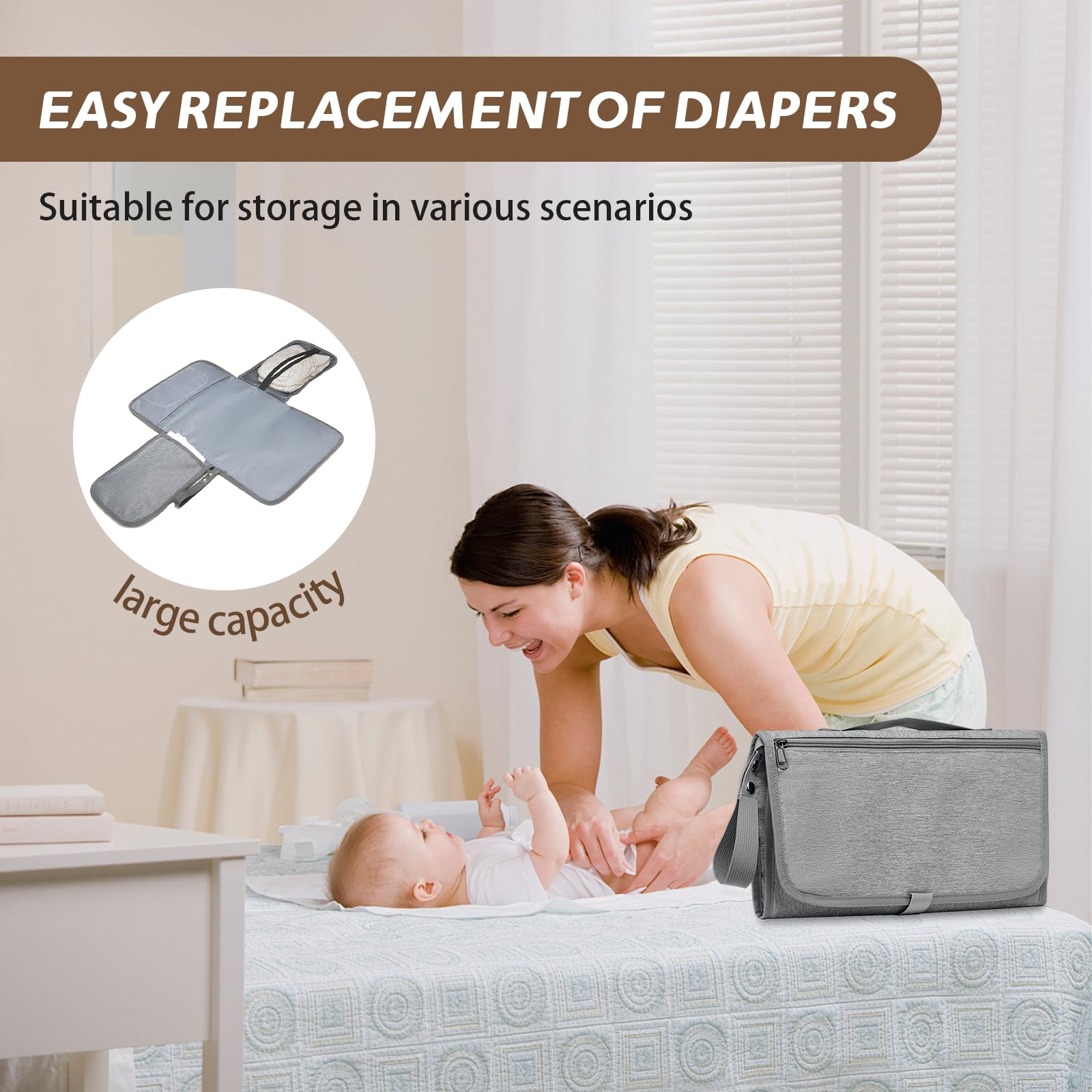 Diaper Bag, Diaper Bag with Changing Pad, Waterproof Diaper Organizer Bags - Image 3