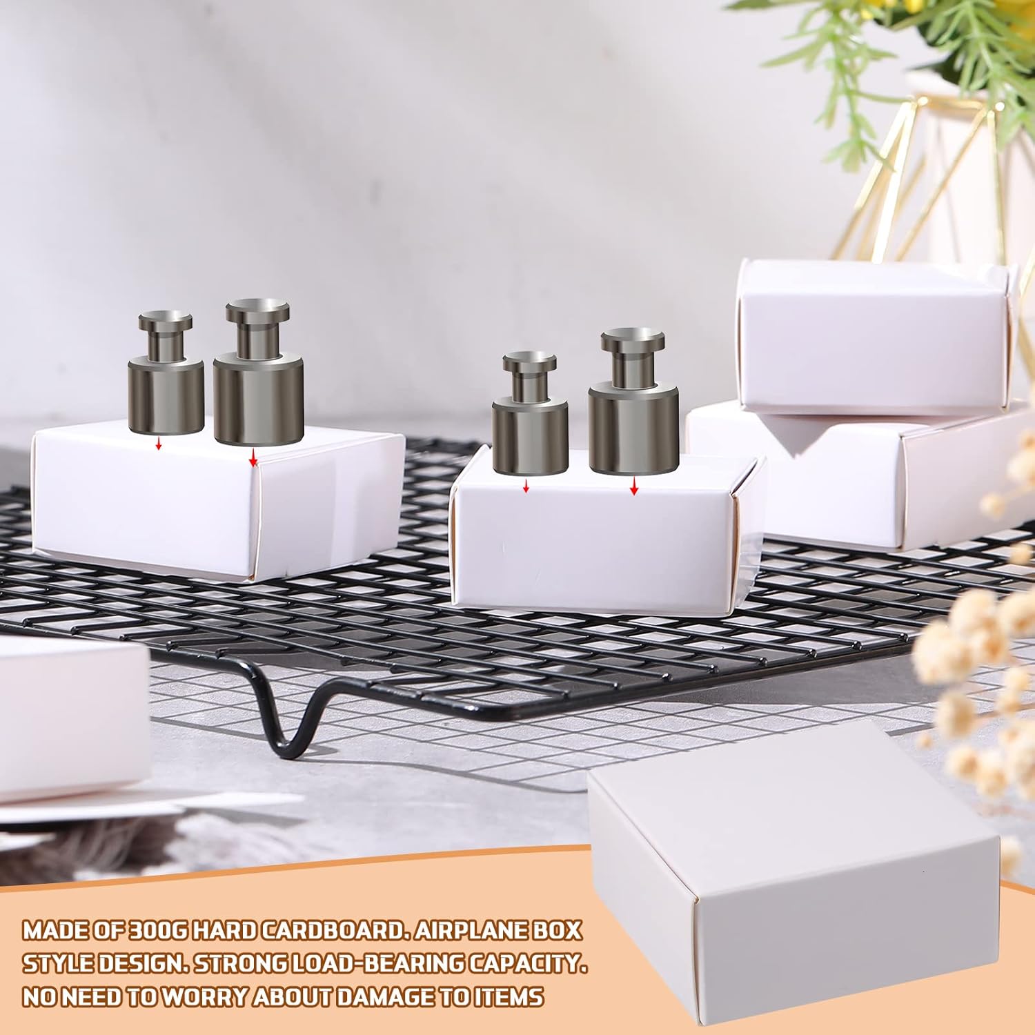 Yinkin 200 Pcs Small Kraft Paper Gift Boxes in Bulk 2.16'' x 2.16'' x 0.98'' Ornaments Mini Cardboard Boxes with Lid for Favor Earring Jewelry Bracelet(White Color)