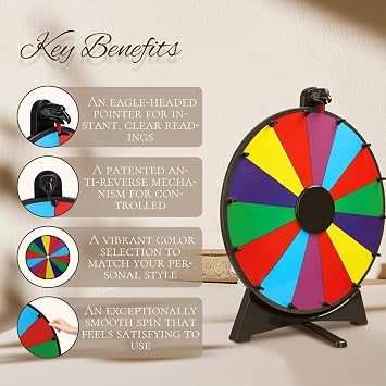 iElyiEsy 20 Inch Spinning Prize Wheel, 14 Slot Tabletop with Stand | Dry Erase Spinner Wheel for Carnival Game Party, Trade Show Classroom, Ruleta de Premios
